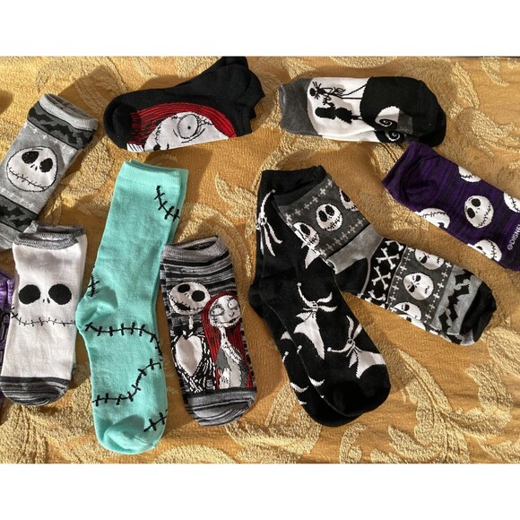 Nightmare Before Christmas Sock Lot 12 Pairs High Short Jack Sally Holiday Fun - Picture 1 of 5